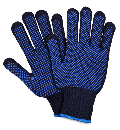 Blue dotted gloves