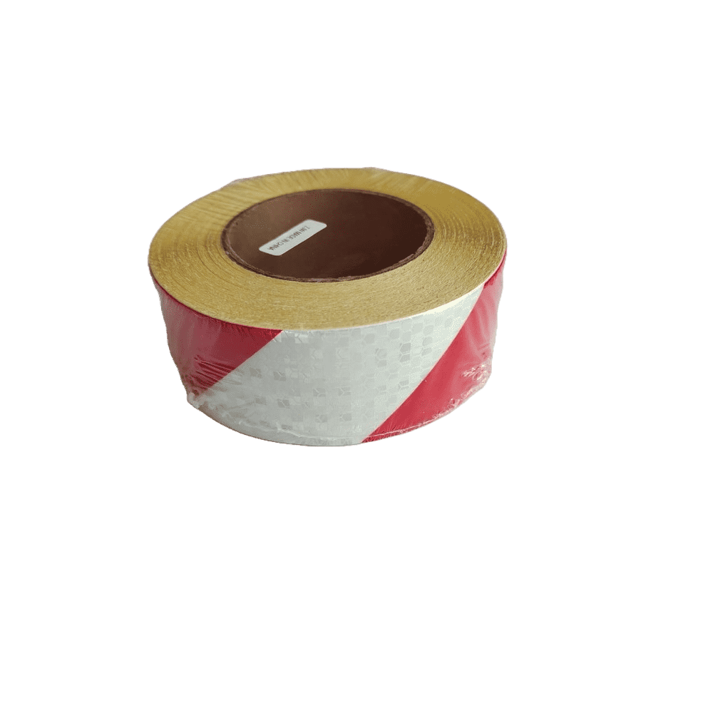 Reflective tape cross type red & white 2" x 25 yards