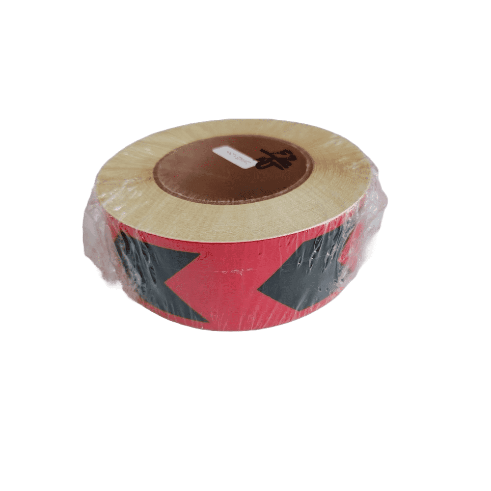 Reflective tape arrow type red & black 2" x 25 yards