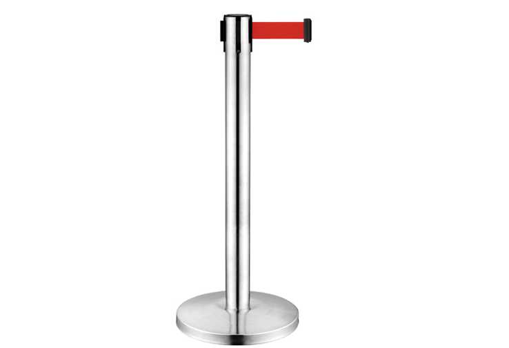 SS stand stanchion pole steel color with red belt belt length 2mtr