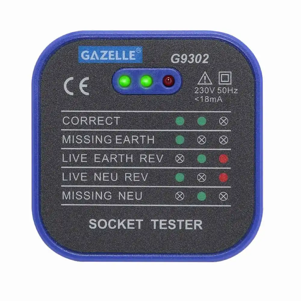 Socket tester 13A 250v ac G9302 Gazelle