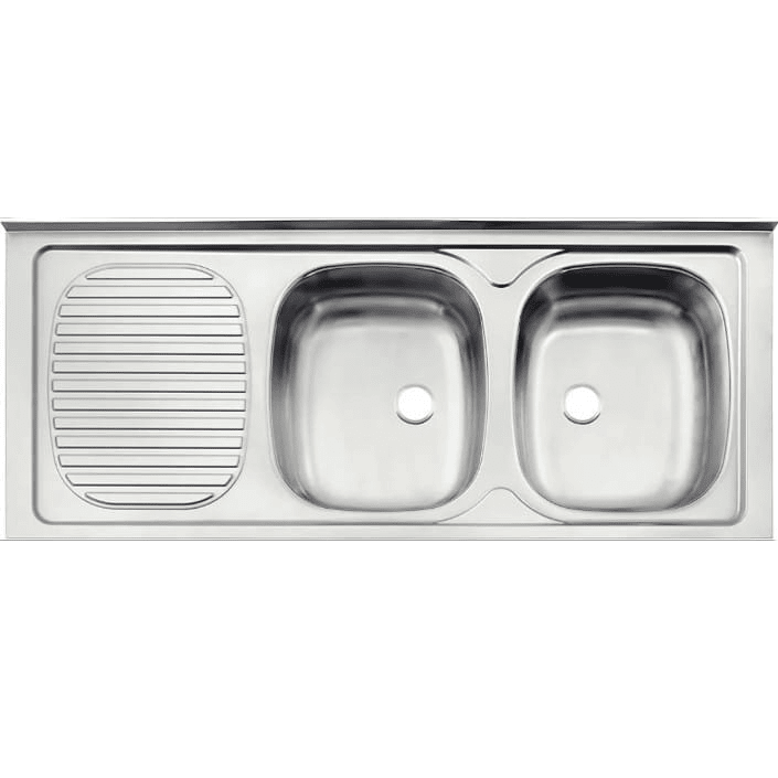 Double Bowl Kitchen Sink Stainless Steel 50CM x 120CM Chrome Finish