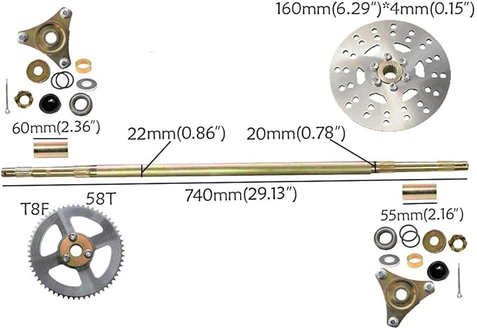 Complete 29" Go Kart Rear Live Axle Kit with 145/70-6 Wheels, Steering, Brakes, and 3-Stud Hubs – Ideal for Drift Trikes, ATVs, Quads, and Buggy Builds - Image 2