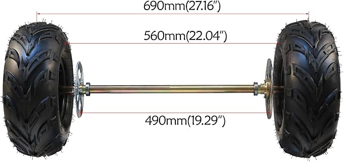 Complete 29" Go Kart Rear Live Axle Kit with 145/70-6 Wheels, Steering, Brakes, and 3-Stud Hubs – Ideal for Drift Trikes, ATVs, Quads, and Buggy Builds - Image 3