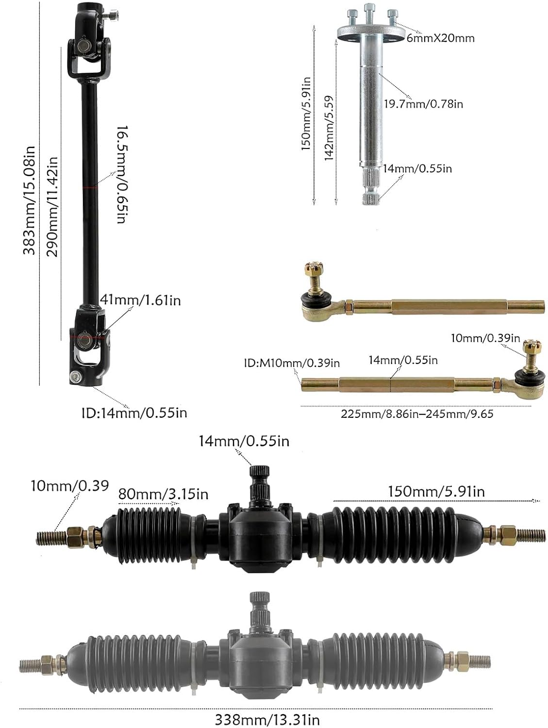 Complete 29" Go Kart Rear Live Axle Kit with 145/70-6 Wheels, Steering, Brakes, and 3-Stud Hubs – Ideal for Drift Trikes, ATVs, Quads, and Buggy Builds - Image 7