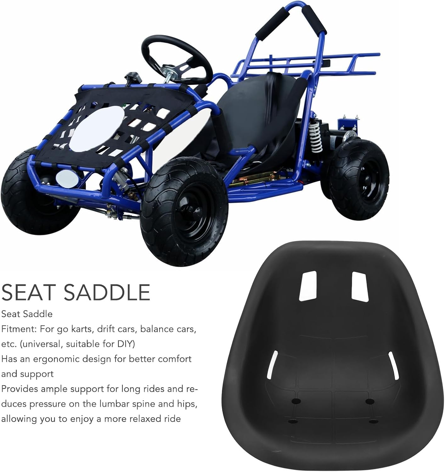Go Kart Seat for Go Karts Drift Cars Balance Cars Large Size Car Seat Backrest Saddle Sprint Track Seat Kit Comfortable Ergonomic Design for Racing Balancing Vehicle - Image 3